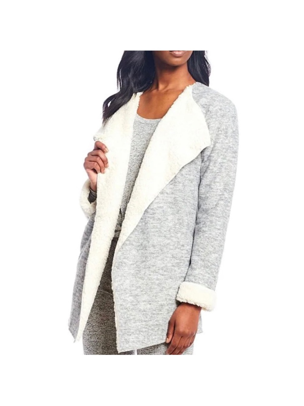 UGG Cozy Open-Front Sherpa Lined Gray Women’s Sweater small nwot